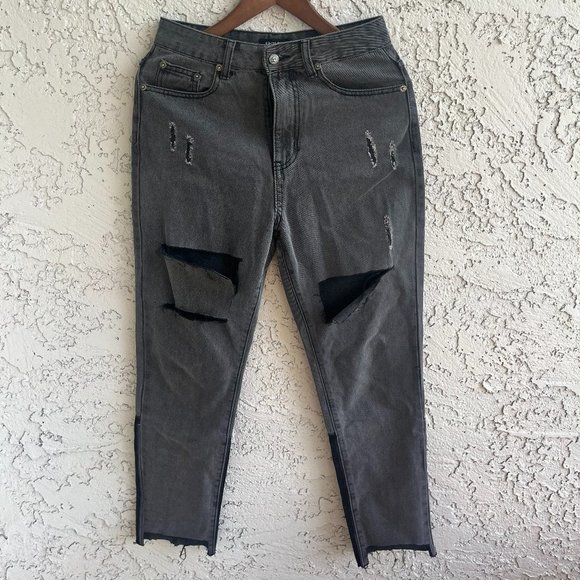 NASTY GAL Distressed Black Denim Women's Size UK 10 - Picture 2 of 8